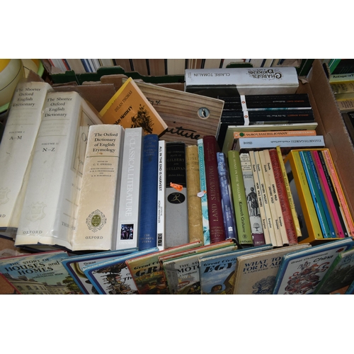 427 - FOUR BOXES OF BOOKS to include four Folio Society titles comprising Greek Myths I & II (without slee... 