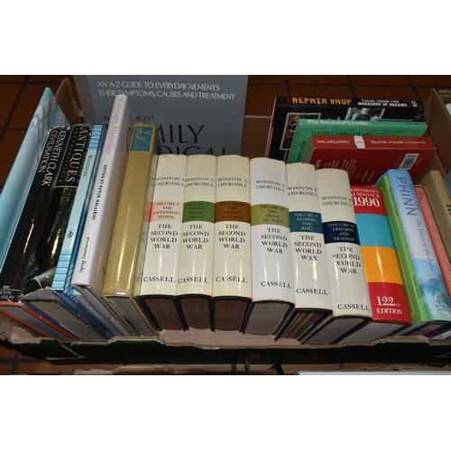 427 - FOUR BOXES OF BOOKS to include four Folio Society titles comprising Greek Myths I & II (without slee... 