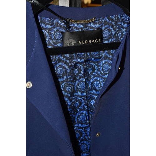 429 - VERSACE- FOUR LADIES VERSACE MID LENTH COATS, comprising a navy blue Gianni Versace pure wool coat w... 