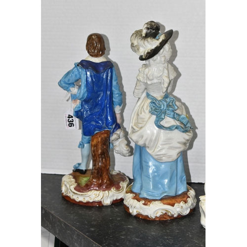 436 - A PAIR OF CHARENTON CONTINENTAL FIGURES after Thomas Gainsborough, portraying the Duchess of Devonsh... 