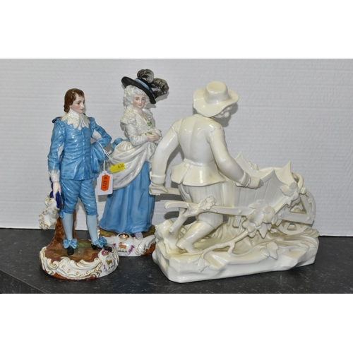 436 - A PAIR OF CHARENTON CONTINENTAL FIGURES after Thomas Gainsborough, portraying the Duchess of Devonsh... 