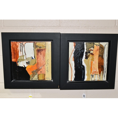 437 - SUZANNE METZ (SOUTH AFRICA / CANADA) TWO ABSTRACT STUDIES ON CANVAS, both signed bottom right and ve... 