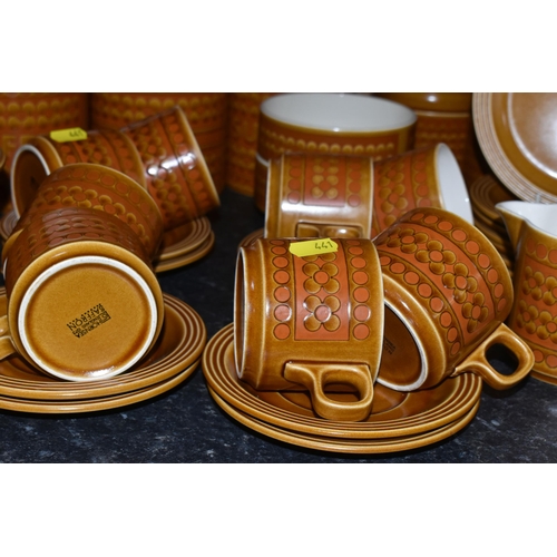 441 - A FIFTY-FIVE PIECE HORNSEA SAFFRON DINNER SERVICE AND KITCHENWARE comprising a coffee, tea (undersid... 