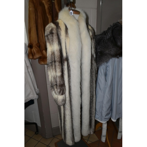 444 - THREE LADIES' FUR COATS, comprising an ankle length cream and brown fur coat made by Hudson's Bay Co... 