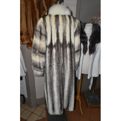 444 - THREE LADIES' FUR COATS, comprising an ankle length cream and brown fur coat made by Hudson's Bay Co... 