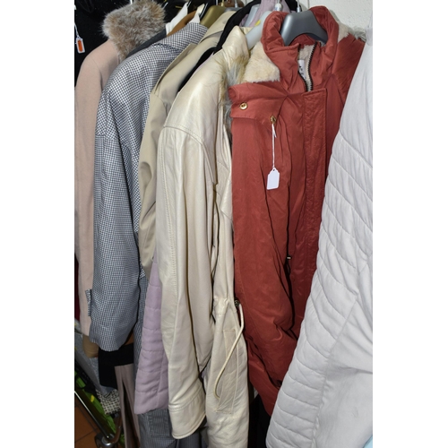 445 - A LARGE COLLECTION OF LADIES COATS, approximately 40 ladies coats sizes vary from 10,12,14 and 16, t... 