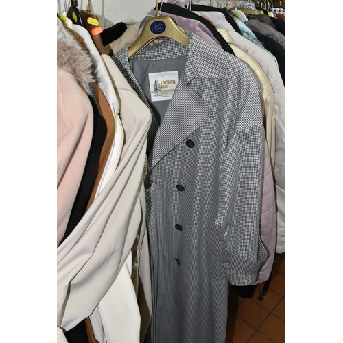 445 - A LARGE COLLECTION OF LADIES COATS, approximately 40 ladies coats sizes vary from 10,12,14 and 16, t... 