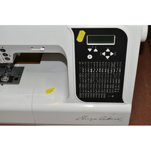 449 - THREE ELECTRIC SEWING MACHINES, included a vintage Jones heavy duty in a case, Singer Talent 3321 in... 