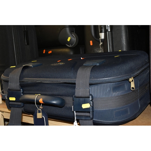 456 - A SELECTION OF SUITCASES VARIES SIZES, to include, five large black hard shell Samsonite cases measu... 