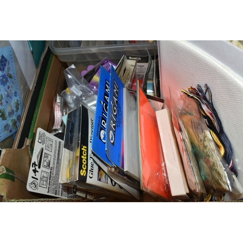 459 - FIVE BOXES OF CRAFTING ITEMS, to include, card making, sewing, drawing, painting, craft kits for mar... 