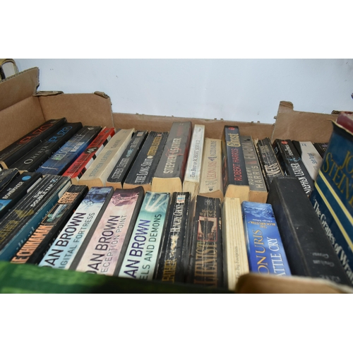 462 - SIX BOXES OF BOOKS, subjects to include, murder mystery, war novels, Dick Francis novels, fact books... 