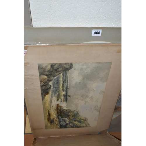 466 - A SELECTION OF ELEVEN LATE 19TH / EARLY 20TH CENTURY PAINTINGS, to include a watercolour depicting c... 