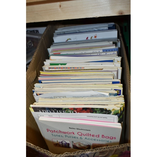 471 - EIGHT BOXES OF BOOKS, KNITTING PATTERNS AND QUILTING MAGAZINES, to include Jane Greenoff's 'Cross St... 