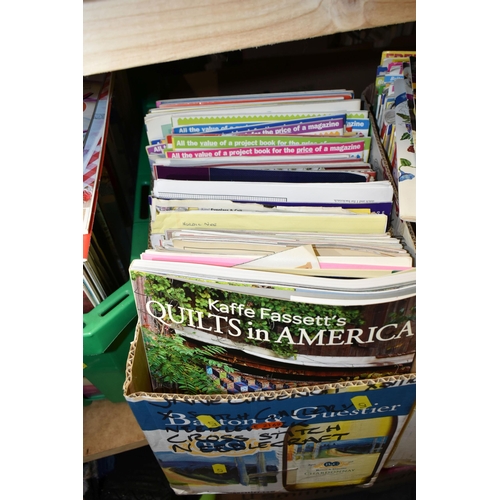 471 - EIGHT BOXES OF BOOKS, KNITTING PATTERNS AND QUILTING MAGAZINES, to include Jane Greenoff's 'Cross St... 