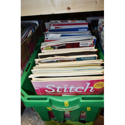 471 - EIGHT BOXES OF BOOKS, KNITTING PATTERNS AND QUILTING MAGAZINES, to include Jane Greenoff's 'Cross St... 