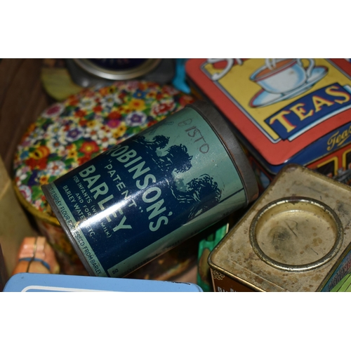 487 - THREE BOXES OF VINTAGE TINS AND A LARGE COLLECTION OF VINTAGE MATCH BOXES, to include Steamship Bran... 