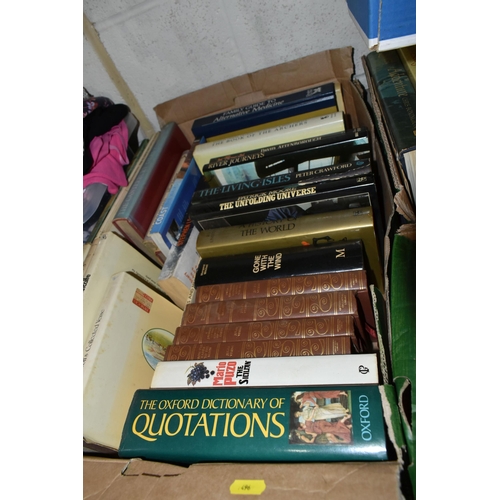 496 - SEVEN BOXES OF BOOKS to include a copy of The Hobbit illustrated by Michael Hague, a copy of The Lor... 