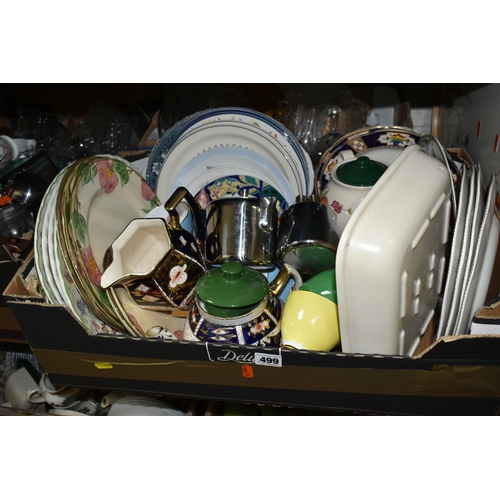 499 - EIGHT BOXES OF MIXED CERAMICS AND GLASSES to include a box of mugs comprising retro Disney and Muppe... 