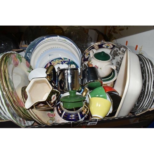 499 - EIGHT BOXES OF MIXED CERAMICS AND GLASSES to include a box of mugs comprising retro Disney and Muppe... 