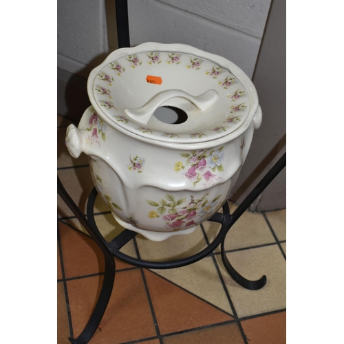 507 - A MODERN REPRODUCTION OF AN EARLY CERAMIC WASH STAND to include a wash basin and water jug, a soap d... 