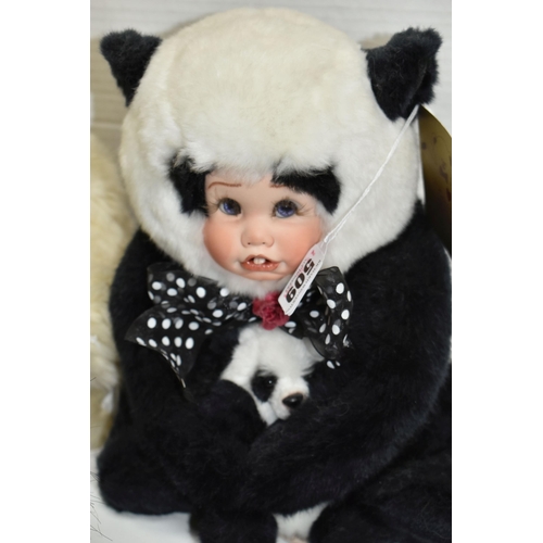 509 - FOUR MIXED SANDRA WILLIAM CREATION ANTHROPORMORPHIC DOLLS to include Angel Love in Panda form, Tessi... 