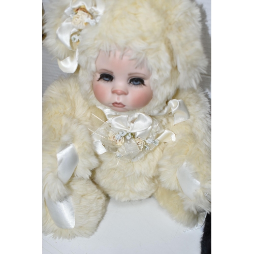 509 - FOUR MIXED SANDRA WILLIAM CREATION ANTHROPORMORPHIC DOLLS to include Angel Love in Panda form, Tessi... 