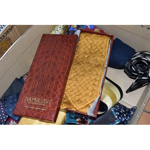 511 - SIX BOXES OF HOME, MEN'S AND WOMEN'S ACCESSORIES to include two boxes of assorted ties from named ma... 