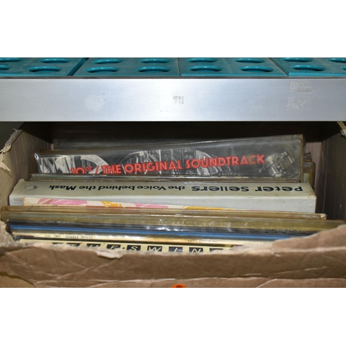 522 - THREE BOXES OF LP RECORDS, CDS AND DVDS, to include approximately one hundred LP records, artists in... 