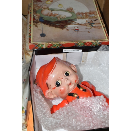 577 - A COLLECTION OF VINTAGE MABEL LUCIE ATTWELL RELATED ITEMS, 1930's celluloid joined Kewpie doll, comp... 