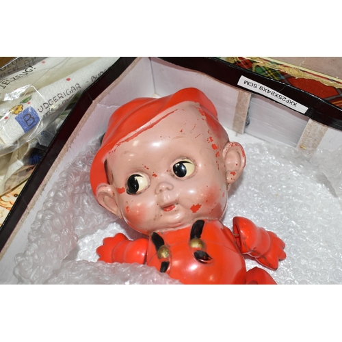 577 - A COLLECTION OF VINTAGE MABEL LUCIE ATTWELL RELATED ITEMS, 1930's celluloid joined Kewpie doll, comp... 