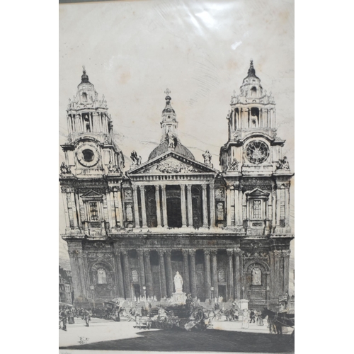 587 - WILLIAM WALKER (1878-1961) St PAULS CATHEDRAL, a dry point etching, signed in the plate bottom right... 