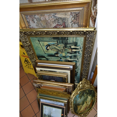 593 - A QUANTITY OF DECORATIVE PICTURES AND PRINTS TO INCLUDE PRINT REPRODUCTIONS OF PAINTINGS, artists in... 