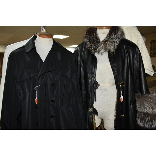 601 - A GROUP OF EIGHT LADIES JACKETS AND LEATHER SUIT, comprising a Dolce & Gabbana black belted trench c... 