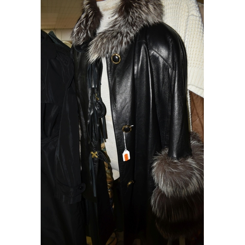 601 - A GROUP OF EIGHT LADIES JACKETS AND LEATHER SUIT, comprising a Dolce & Gabbana black belted trench c... 