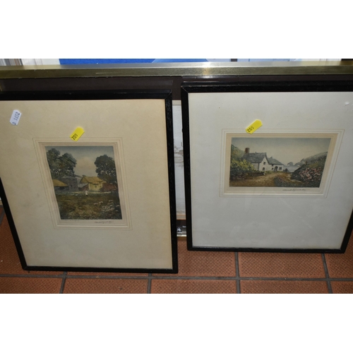 602 - A SMALL QUANTITY OF PICTURES AND PRINTS ETC, to include two mixed media works depicting a fishing vi... 