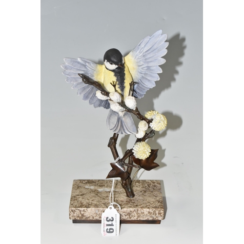 319 - A BOXED ALBANY FINE CHINA GREAT TIT FIGURE, a limited edition from the Titmice Series by David Burnh... 