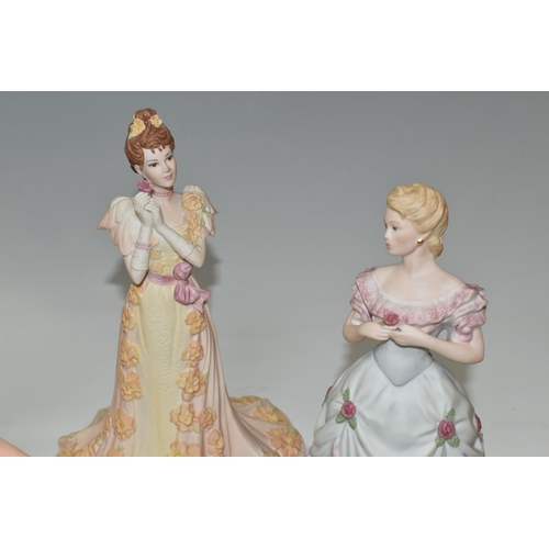 326 - FOUR COALPORT FIGURINES, comprising 'Congratulations' (painted area on hem at front of dress, UV mar... 