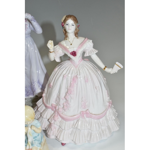 327 - FOUR FIGURINES, comprising Royal Worcester limited edition '1818: The Regency' no 4284/9500, from Th... 