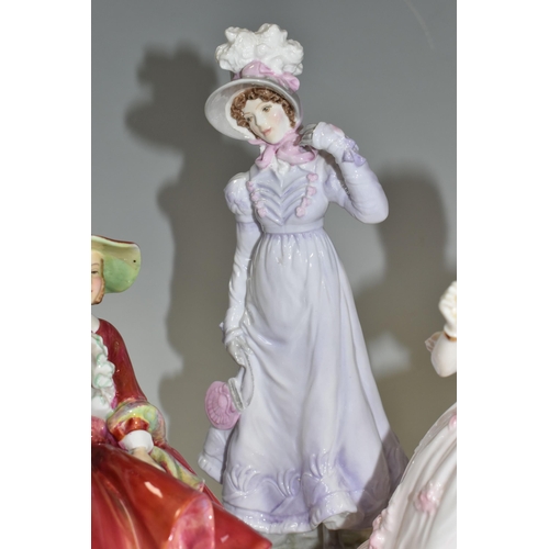 327 - FOUR FIGURINES, comprising Royal Worcester limited edition '1818: The Regency' no 4284/9500, from Th... 