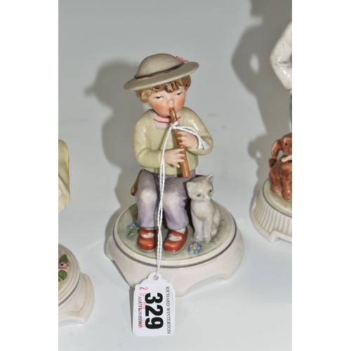 329 - FIVE GOEBEL BLUMENKINDER FIGURES, comprising Apronful of Flowers 225/7/51, St Valentine's Messenger ... 