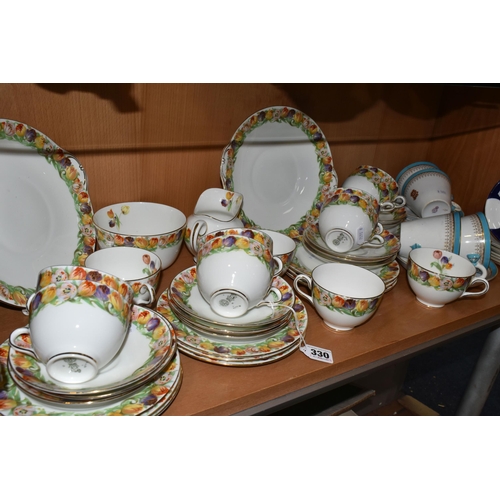 330 - A COLLECTION OF TEA WARE, comprising a thirty nine piece Royal Doulton H4130 tea set decorated with ... 