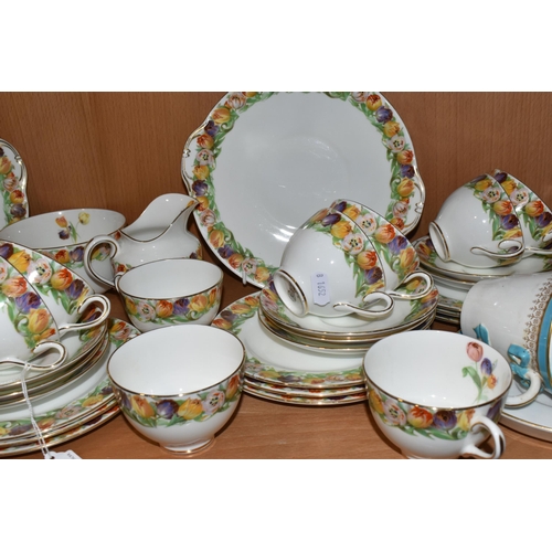 330 - A COLLECTION OF TEA WARE, comprising a thirty nine piece Royal Doulton H4130 tea set decorated with ... 