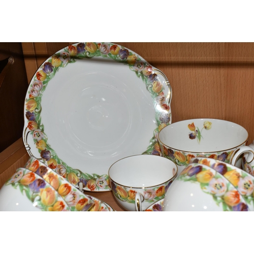 330 - A COLLECTION OF TEA WARE, comprising a thirty nine piece Royal Doulton H4130 tea set decorated with ... 