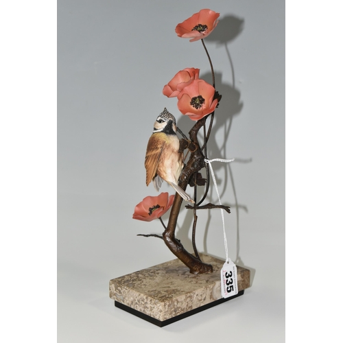 335 - A BOXED ALBANY FINE CHINA CRESTED TIT FIGURE, a limited edition from the Titmice Series by David Bur... 