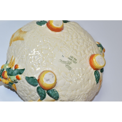 336 - A CLARICE CLIFF 'CELTIC HARVEST' FRUIT BOWL, moulded and painted with fruits and wheatsheaves on a t... 