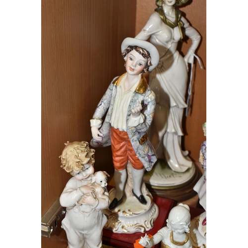 340 - NINE CAPODIMONTE FIGURES, after Bruno Merli and Vittorio Sabadin, height of tallest 33cm (9) (Condit... 