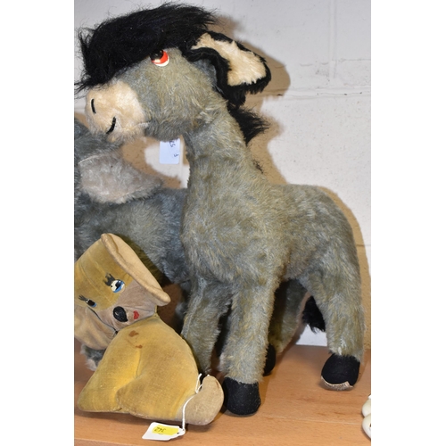 342 - THREE VINTAGE MERRYTHOUGHTS ANIMALS, comprising 'Pablo The Donkey',  height 38cm, 'Nellie The Elepha... 