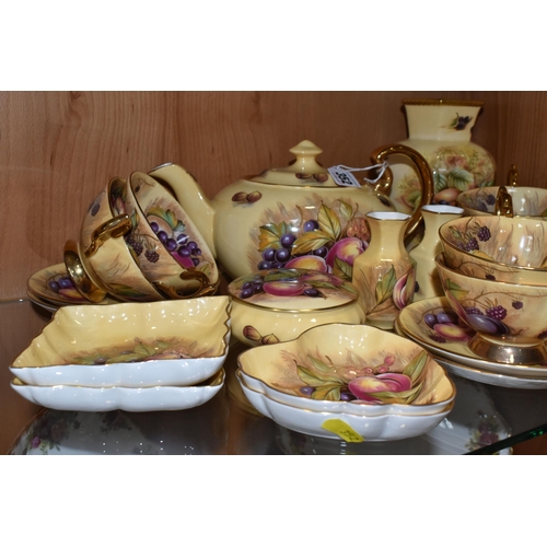 352 - A COLLECTION OF AYNSLEY 'ORCHARD GOLD' PATTERN TEA AND GIFTWARE, comprising an oval  teapot  with pr... 