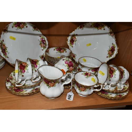 354 - A GROUP OF ROYAL ALBERT 'OLD COUNTRY ROSES' PATTERN TEAWARE, comprising two cake plates, six dessert... 