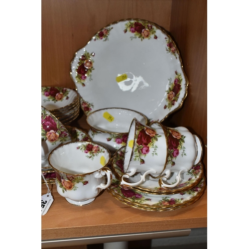 354 - A GROUP OF ROYAL ALBERT 'OLD COUNTRY ROSES' PATTERN TEAWARE, comprising two cake plates, six dessert... 